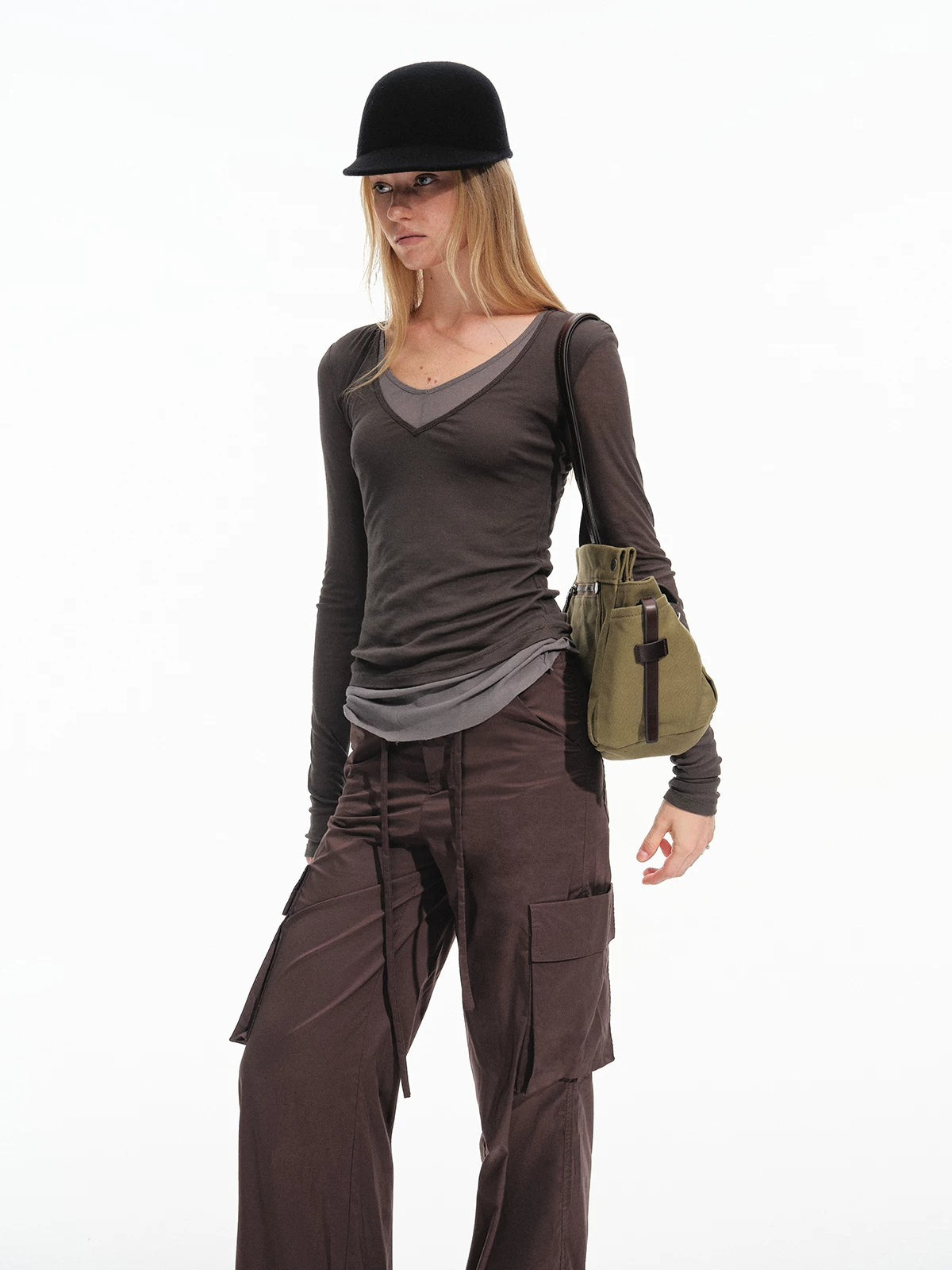 Cotton Layered Faux Two Piece Top