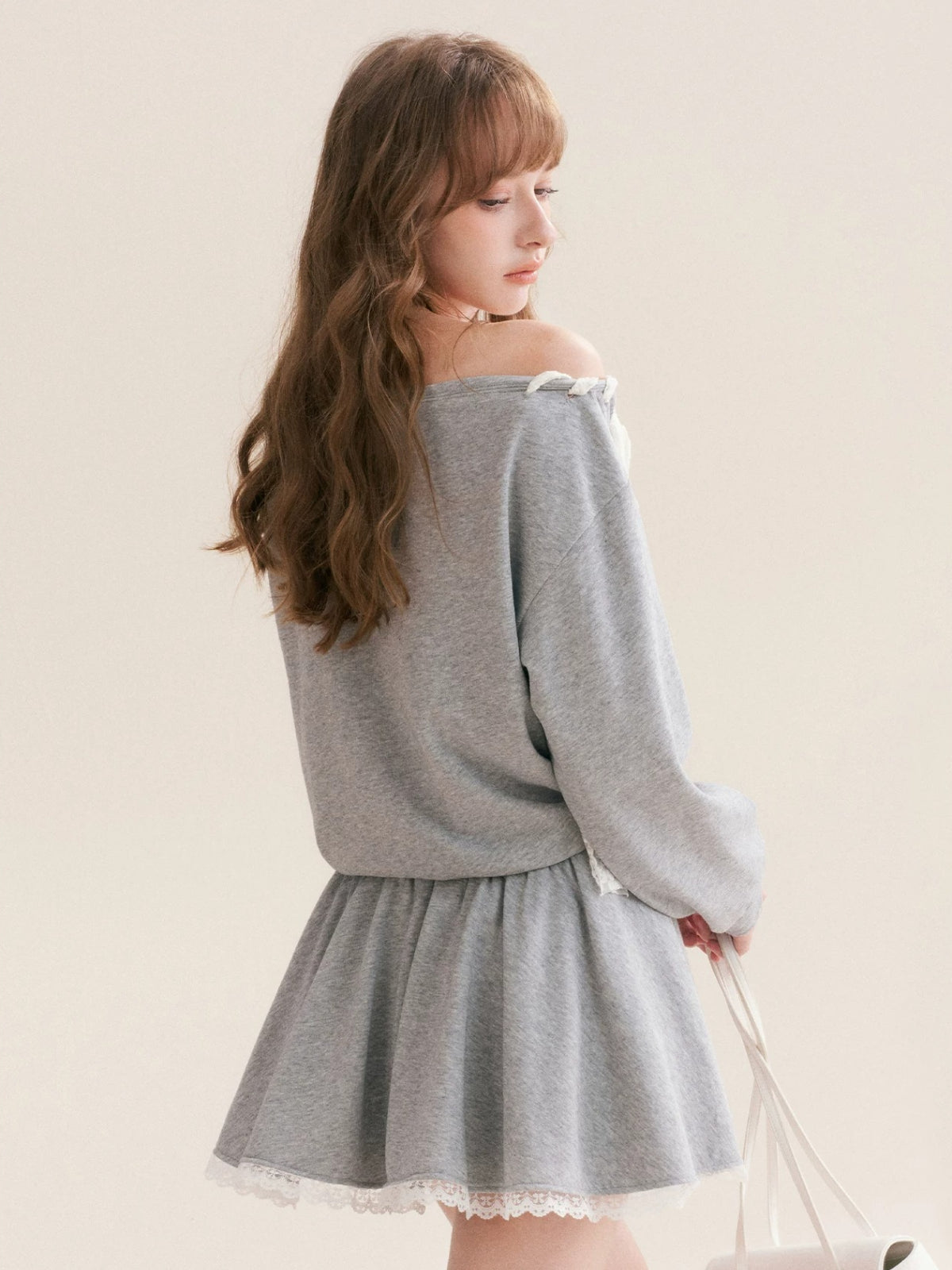 Lace Trim Sweatshirt Dress