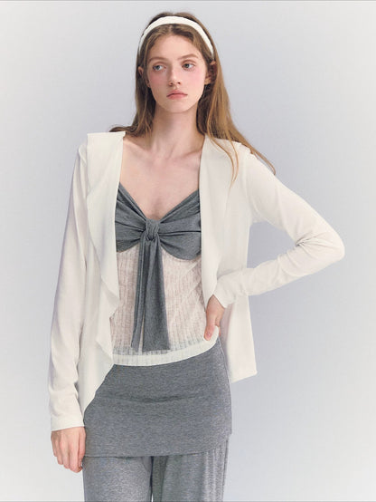 Draped Ruffle Cardigan