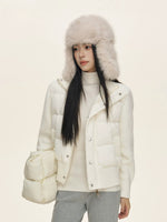 Stand Collar Knit Sleeve Down Jacket