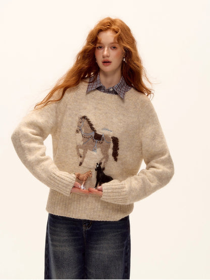 Playful Pony Embroidered Sweater