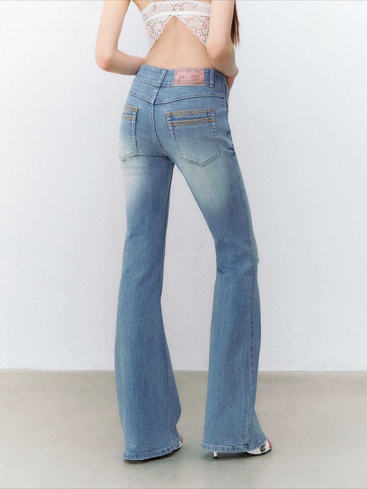 Washed Flared Denim Jeans