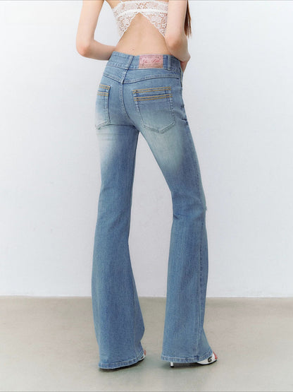 Washed Flared Denim Jeans