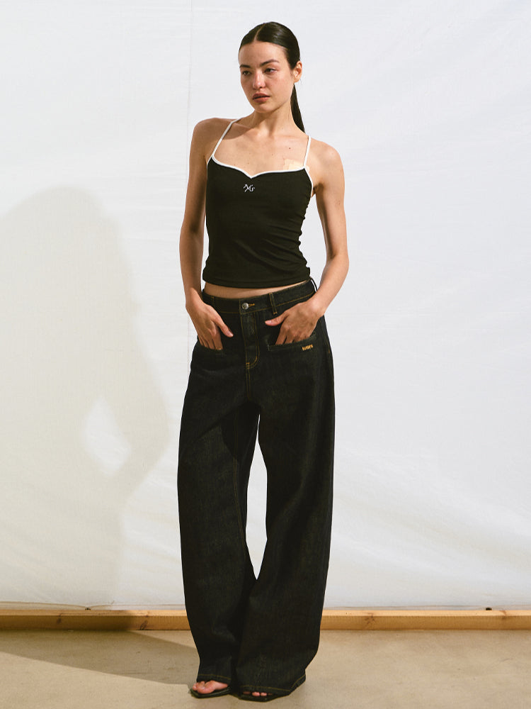 Loose Straight-Leg Denim Pants
