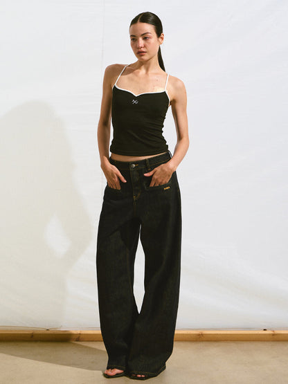 Loose Straight-Leg Denim Pants