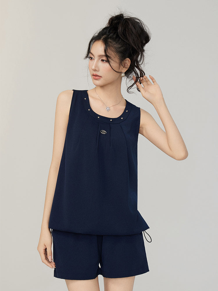 Solid-Color Cooling Vest &amp; Skirt Set