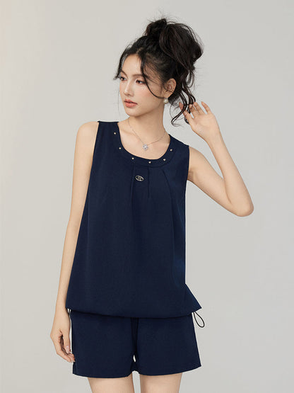 Solid-Color Cooling Vest &amp; Skirt Set