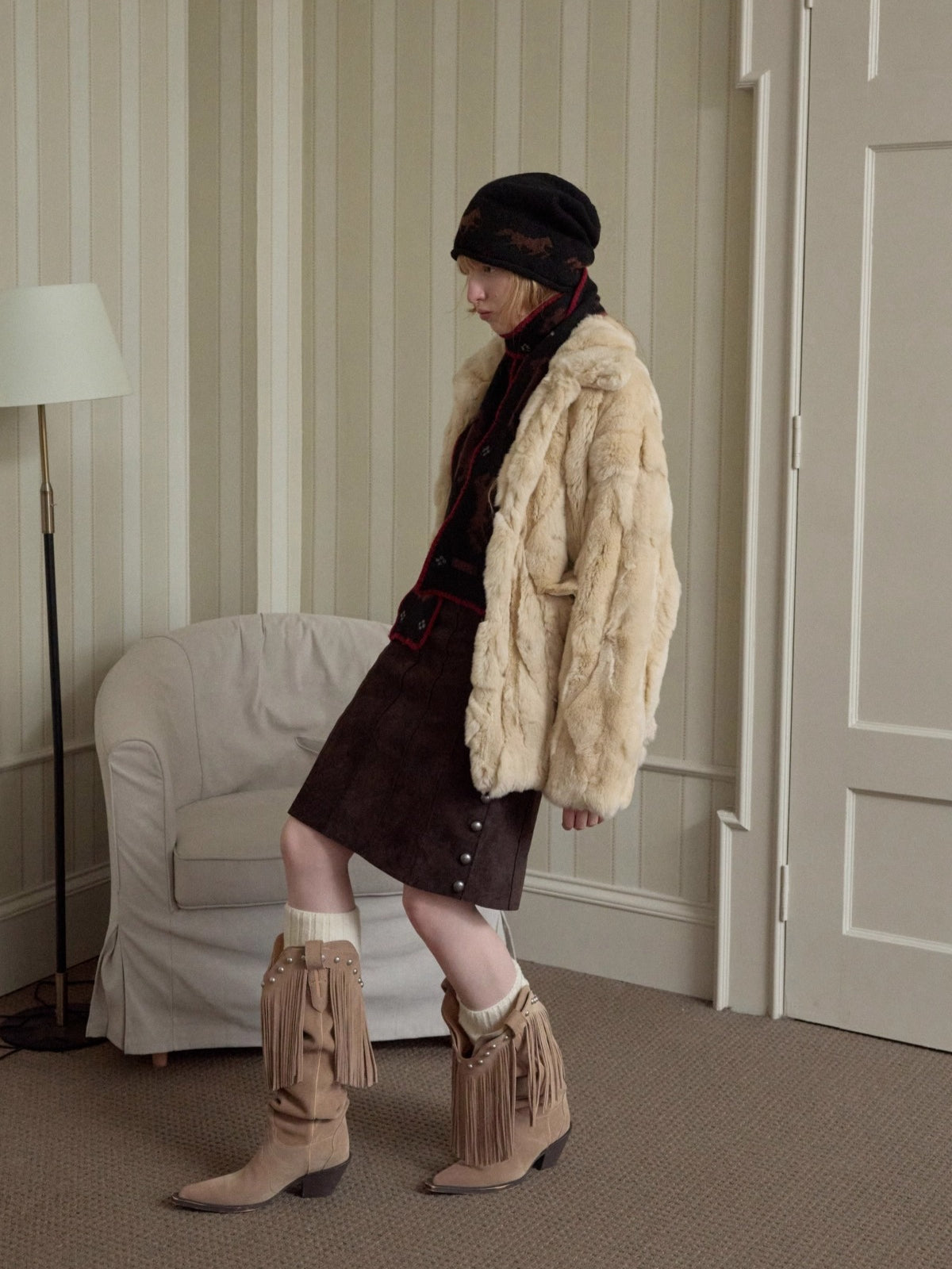 Rex Rabbit Patchwork Fur Jacket