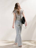 Polka-Dot Double-Wais Wide Leg Jeans