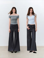 Blade Buckle Asymmetric Wide-Leg Pants