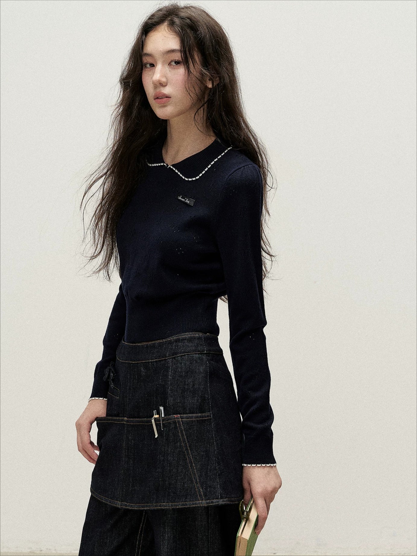 Floral Openwork Peter Pan Sweater