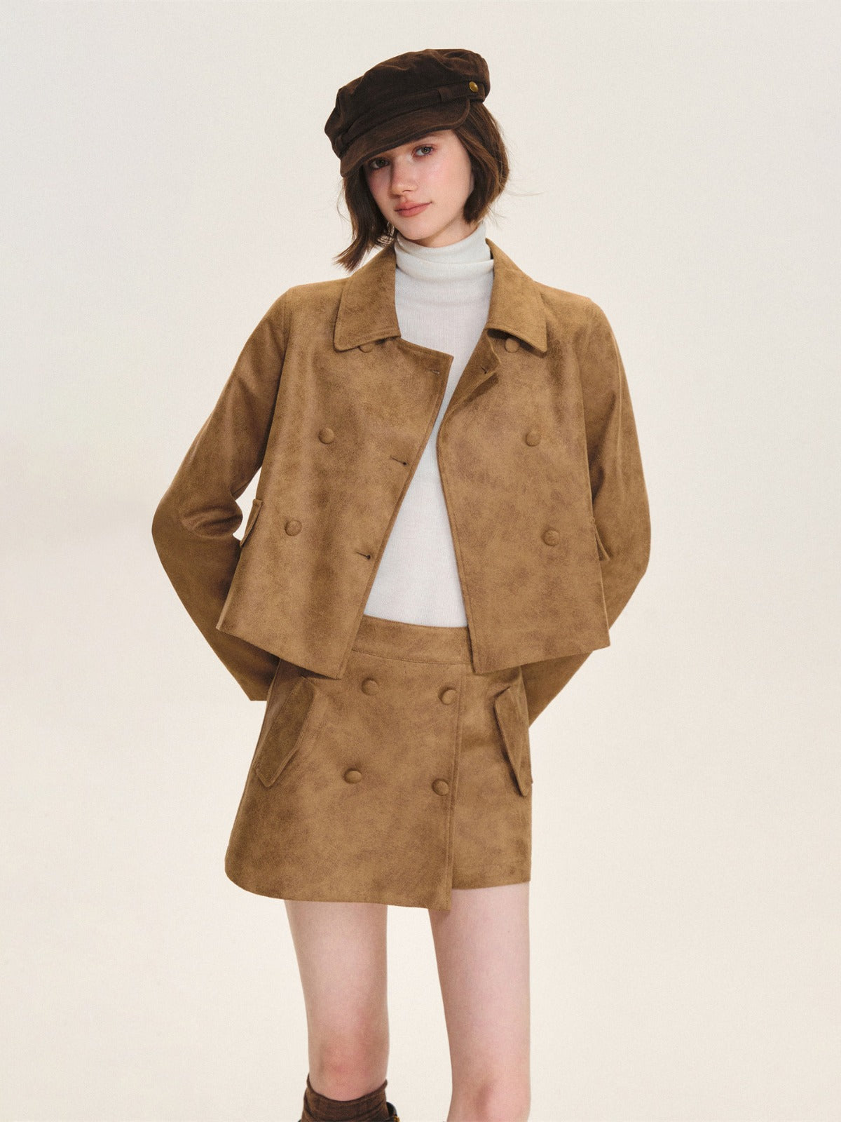 Vintage Leather Jacket &amp; Skort Set
