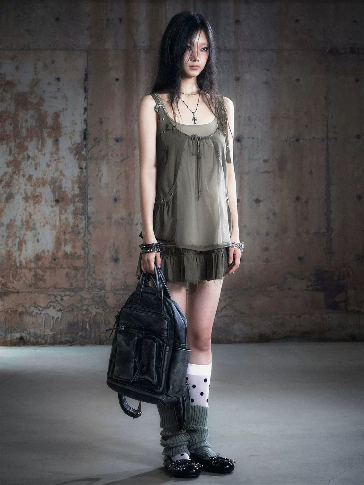 Layered Mesh Slip Dress