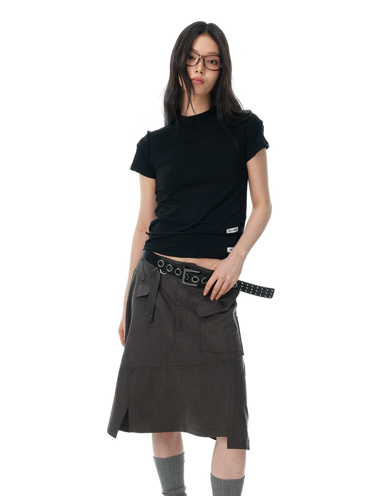 Minimalist Ruched Back Zip T-Shirt