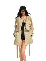 Vintage Lapel Belted Trench Coat