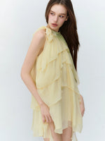 Yellow Tiered Halter Dress