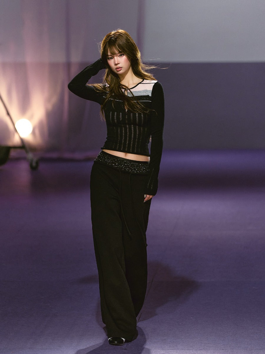 Sequin Double Waist Pants