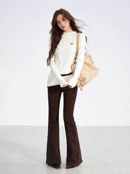 Embroidered Flared Slim-Fit Jeans