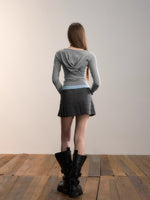 Contrast Hooded Knit Top