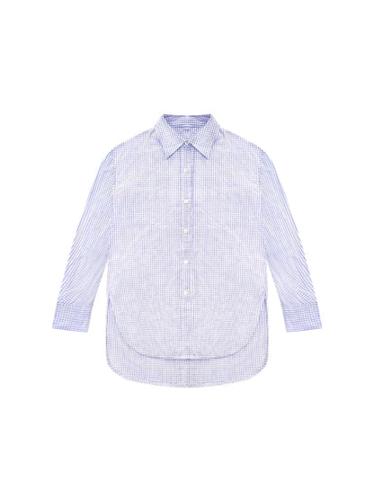 Vintage College Style Blue Plaid Shirt