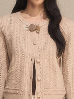 Light Brown Knit Cropped Cardigan
