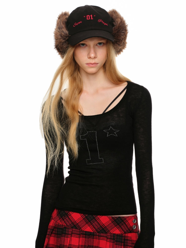 Studded Crew Neck Knit Sweater