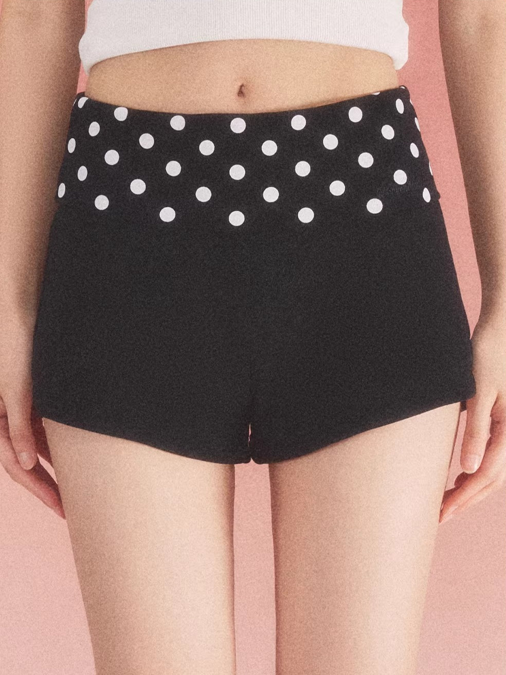 Polka Dot Fold Waist Shorts