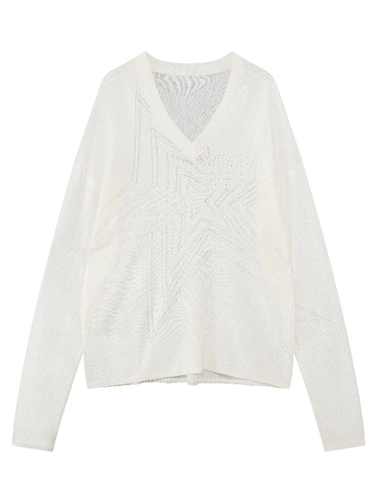Original V-Neck Star Knit Top