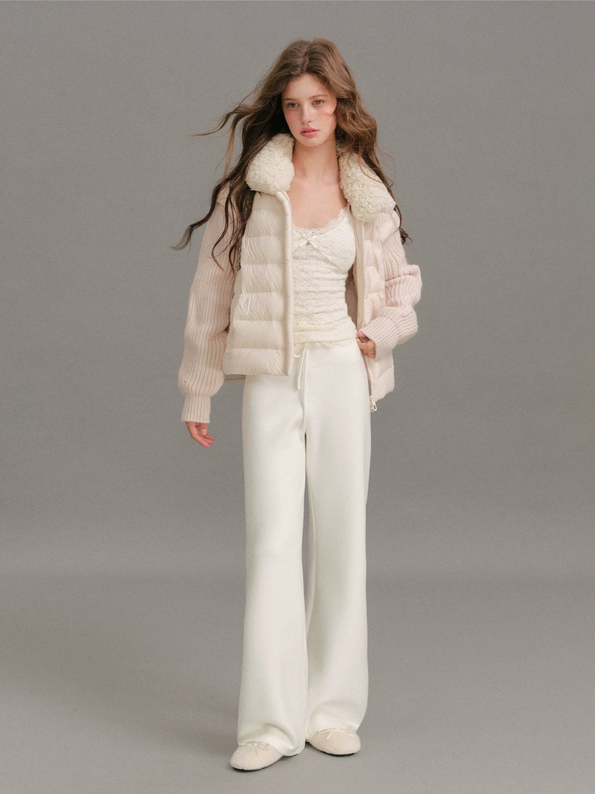 Wool Collar Convertible Down Jacket