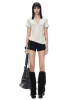 Low Waist Textured Shorts