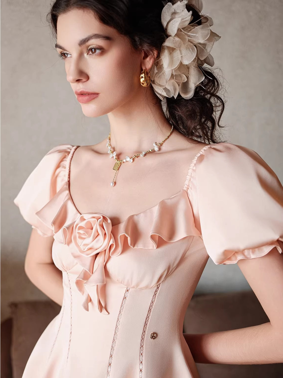 Florette Satin Chiffon Dress
