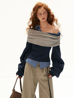 Plaid Off-Shoulder Sweatshirt Top