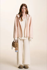 Peach Hooded Zip Coat