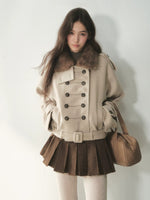 Double-Breasted Wool Cape Coat
