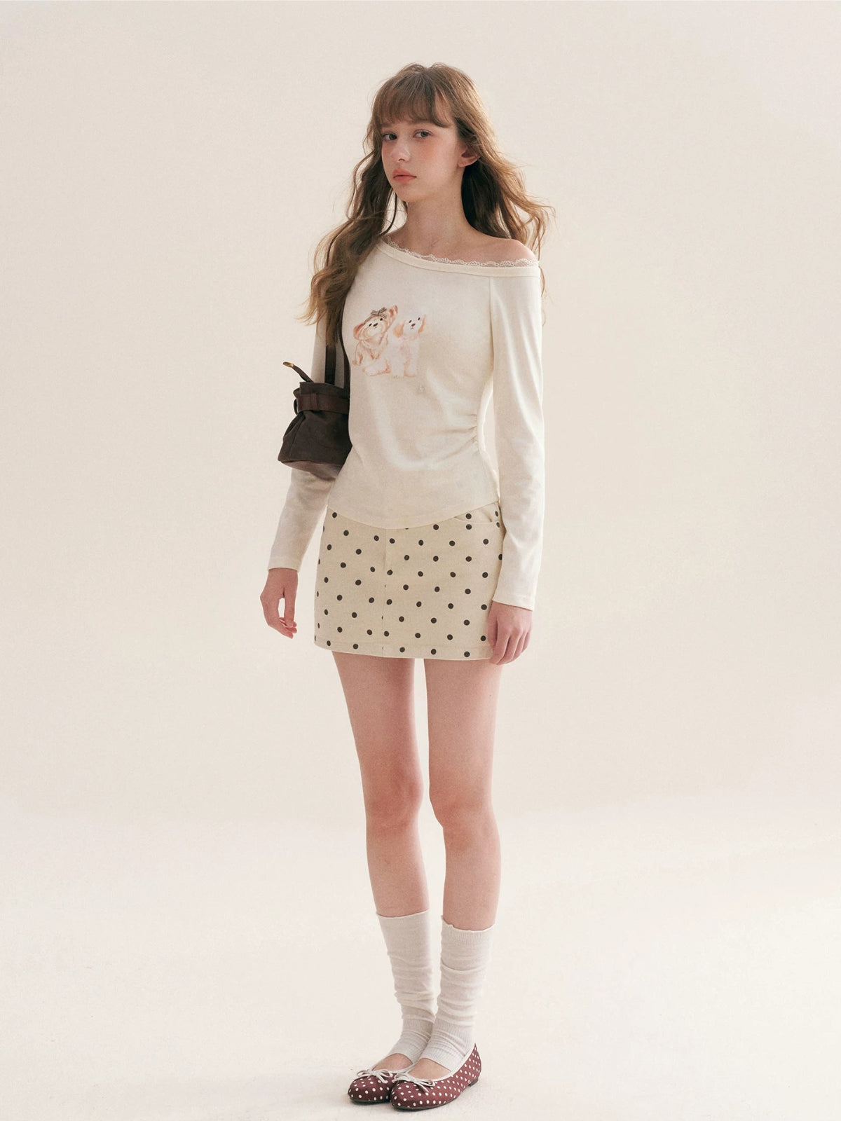 Puppy Print Lace Top