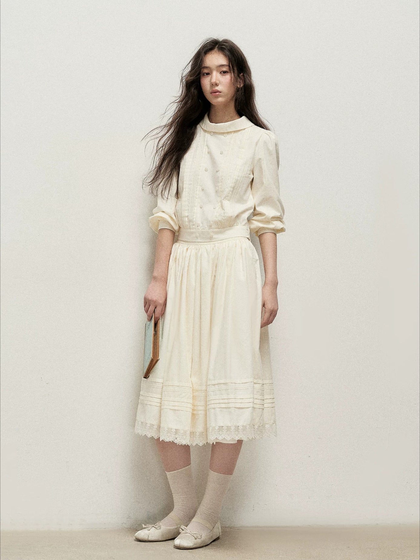 Lace Mock Neck Skirt Set