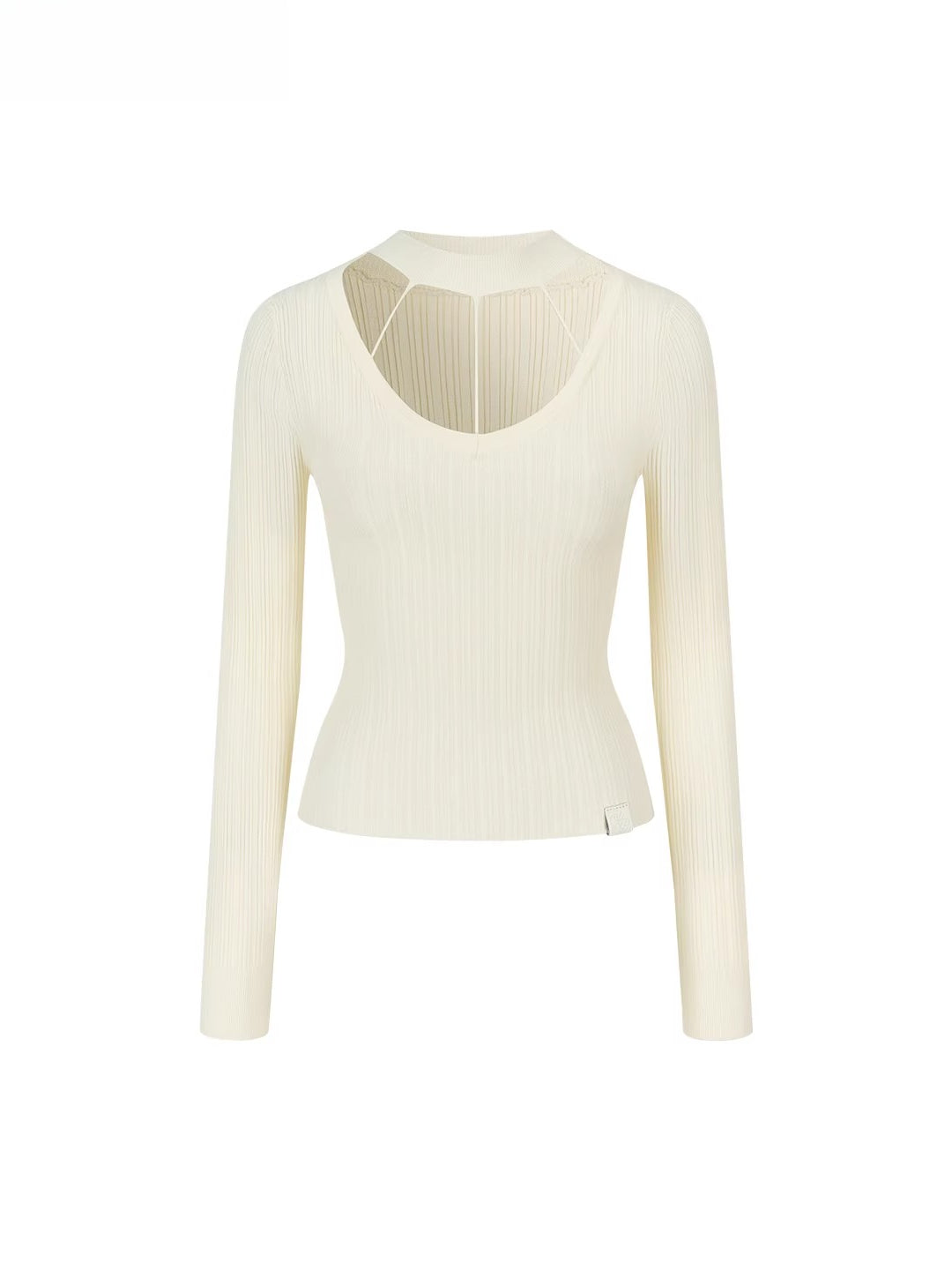 Choker Neck Halter Slim-Fit Knit Top