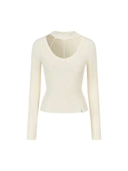 Choker Neck Halter Slim-Fit Knit Top