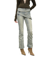 Double Waist Flared Denim Pants