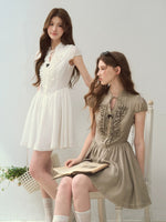White & Green Island Diary Dress