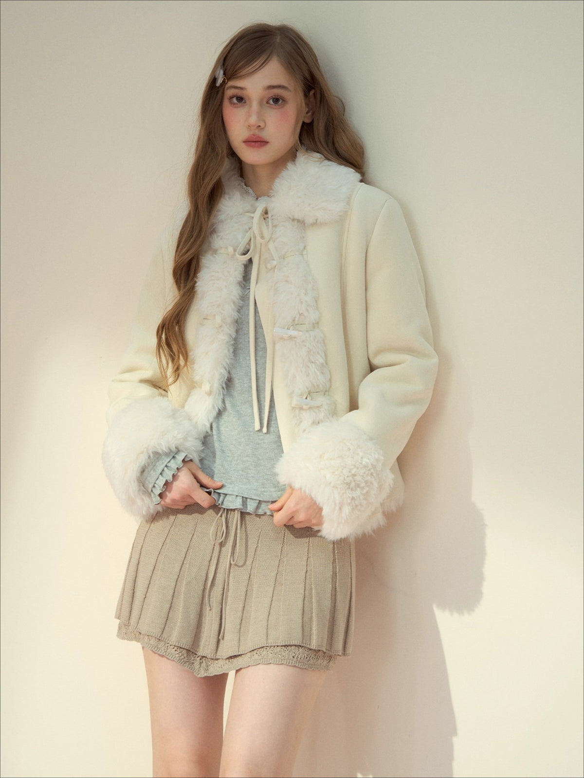 Suede Fleece Toggle Coat