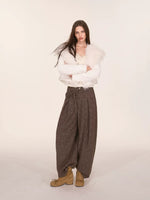 Speckled Wool Blend Wide Leg Pants