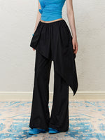 Black Layered Asymmetric Skirt Pants