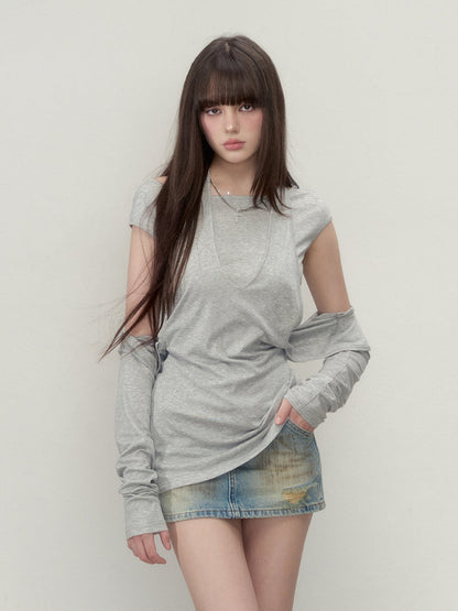 Layered Short Sleeve Pullover Top