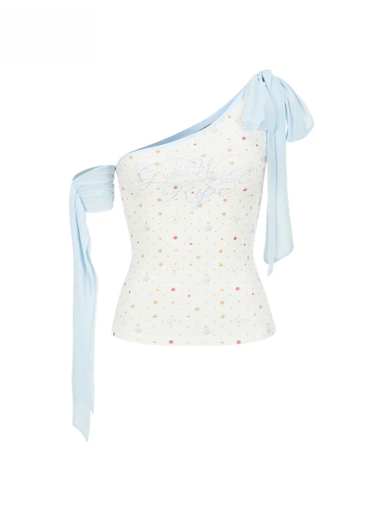 Printed One-Shoulder Top