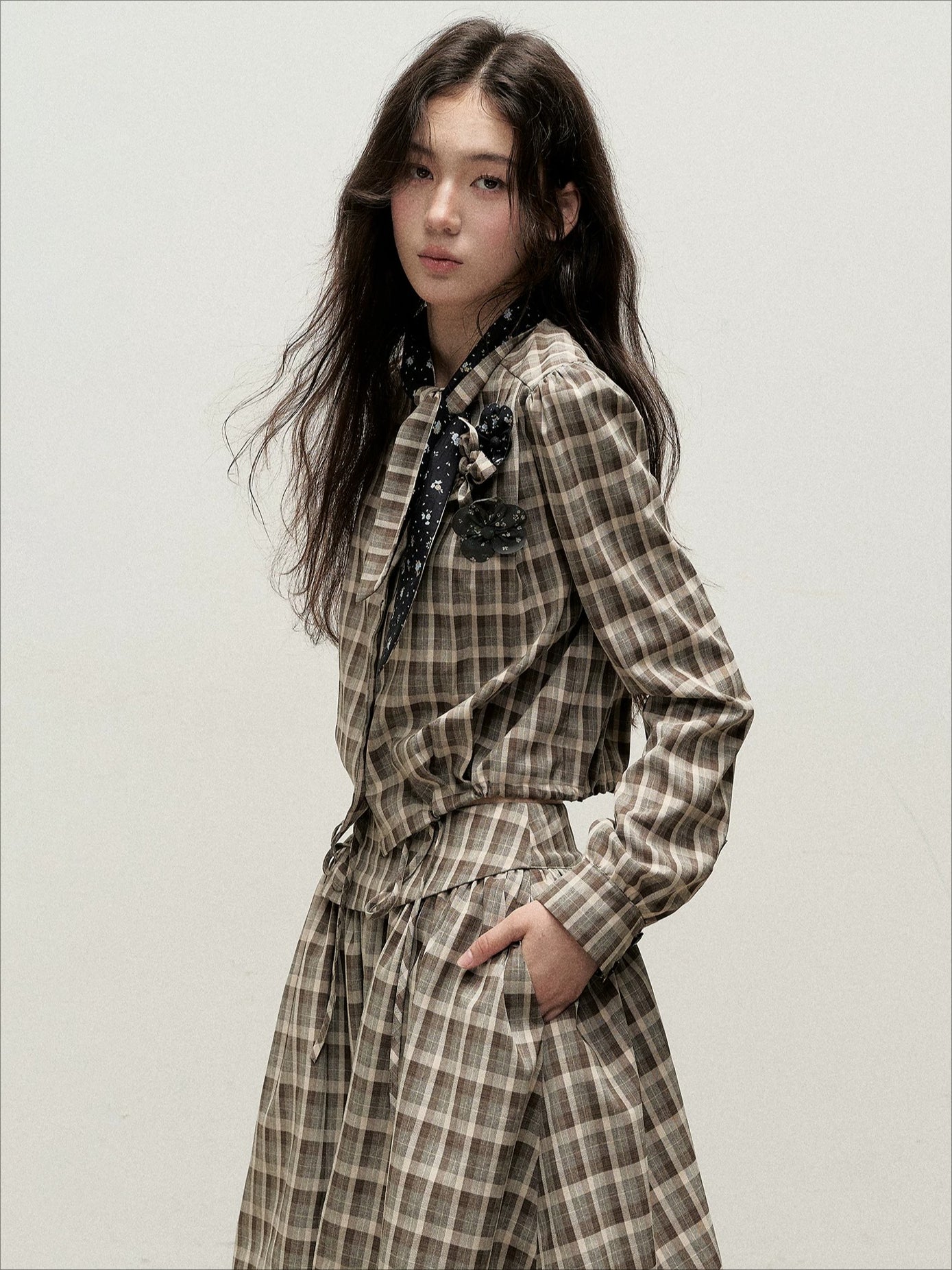 Plaid Shirt Skirt Set