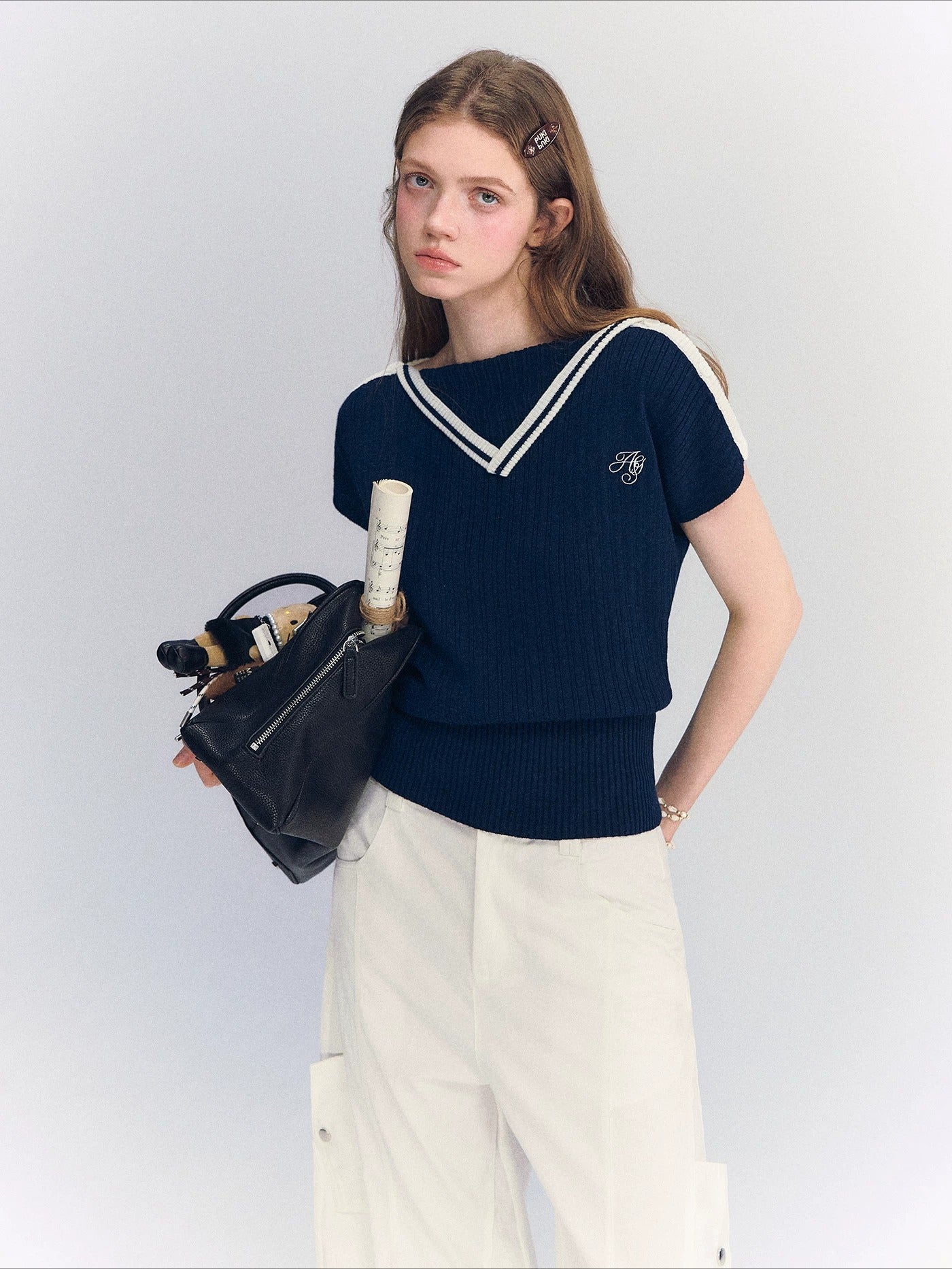 Contrast Knit Top