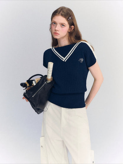 Contrast Knit Top