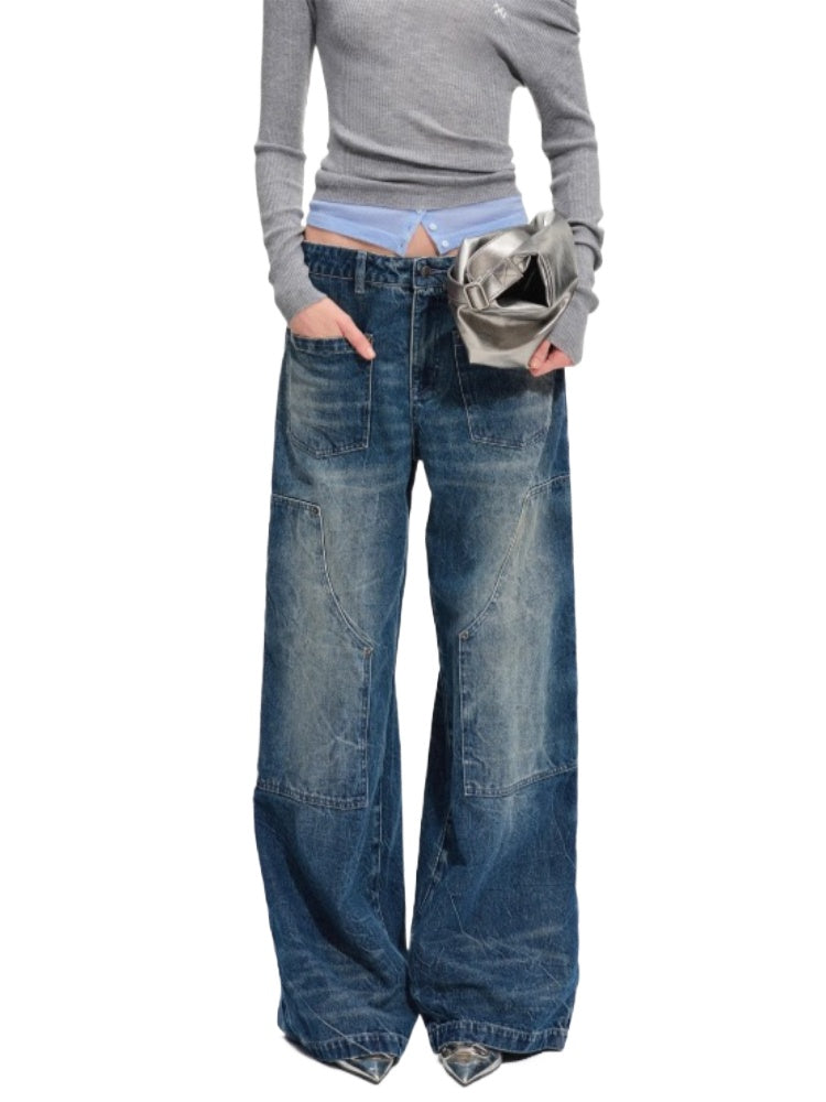 "Wasteland" Vintage Washed Wide-Leg Jeans