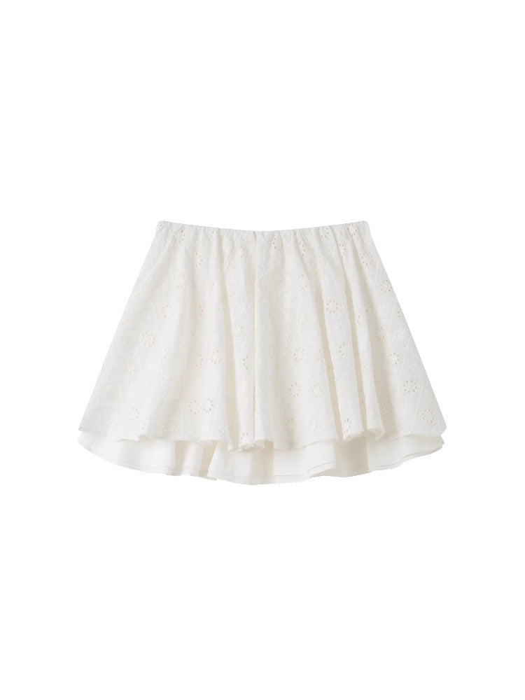 Lace Cutout Shirt &amp; Skirt Set